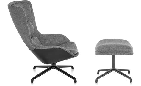 Striad™ High Back Lounge Chair & Ottoman With 4 Star Base - hivemodern.com