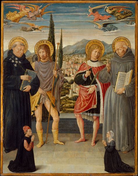 Benozzo Gozzoli (Benozzo di Lese di Sandro) | Saints Nicholas of Tolentino, Roch, Sebastian, and ...