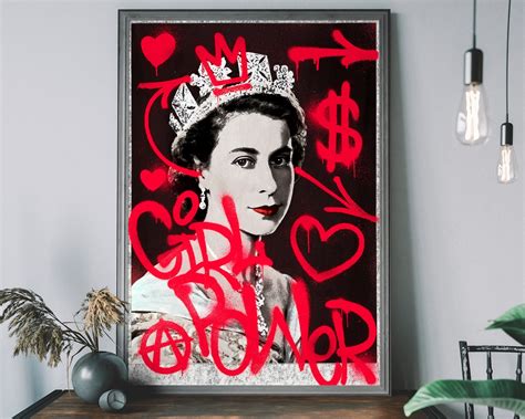 Girl Power Queen Elizabeth Spray Paint Wall Art Urban Wall | Etsy