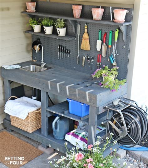 Make it! DIY Potting Bench with Sink - Setting for Four