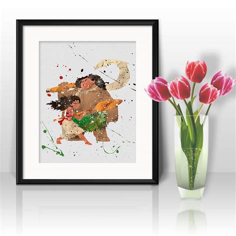 Moana, Maui, Heihei & Pua Watercolor Print, Moana Disney Art, Moana ...