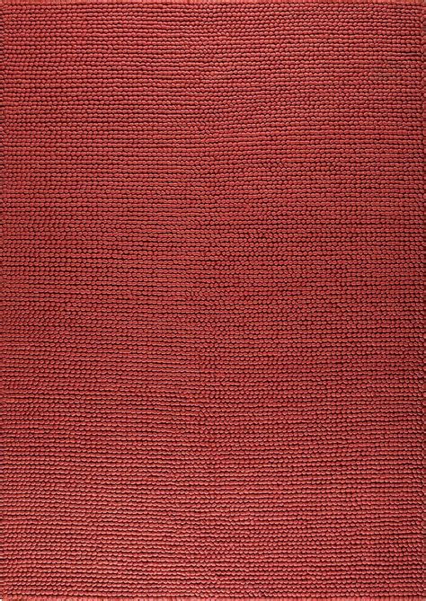 Hand-Woven Loop Texture look Ladhak Red Area Rug Carpet Solid and ...