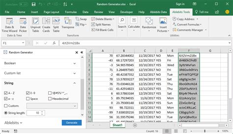 Random Generator for Excel - generate random numbers, passwords, dates