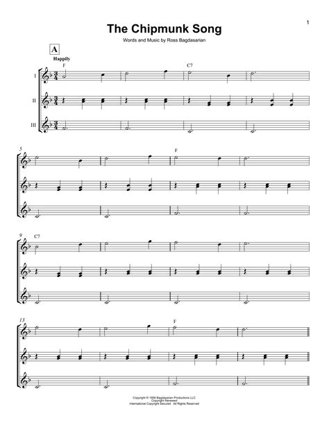 The Chipmunks - The Chipmunk Song sheet music