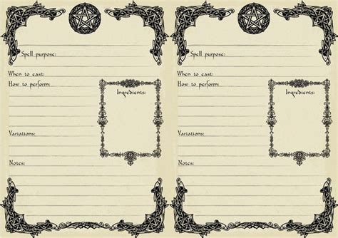 A5 Printable Spell Template, Book of Shadows Page, Digital Download ...