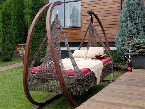 DOUBLE SWING BED with Wooden stand in 2021 | Patio swing chair, Patio ...