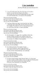 I Am Australian song lyrics and explanation of meaning - ESL worksheet by elapamor