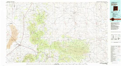 Carrizozo topographical map 1:100,000, New Mexico, USA