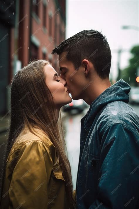 Premium AI Image | Shot of a young couple kissing in the rain