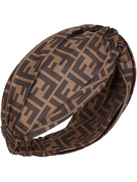 Fendi Silk Ff Motif Headband in Brown - Lyst