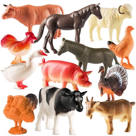 Realistic Farm Animal Toy Set - 12 Assorted Figures for Kids - Sheep, Horse, Goat, Duck, Chicken ...