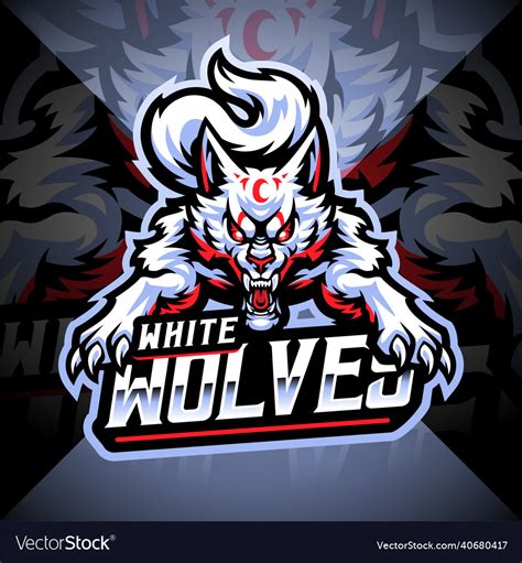 White wolf esport mascot logo design Royalty Free Vector