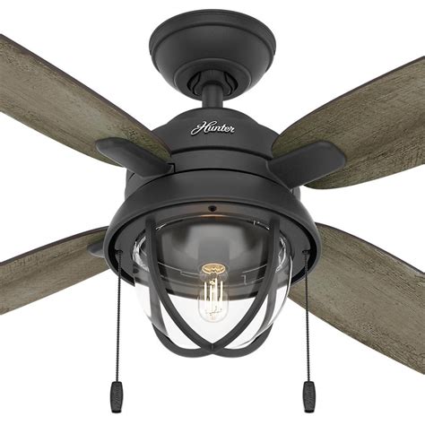 Hunter Barnes Bay 52 in. LED Indoor/Outdoor Natural Iron Ceiling Fan with Light Kit 59560 in ...