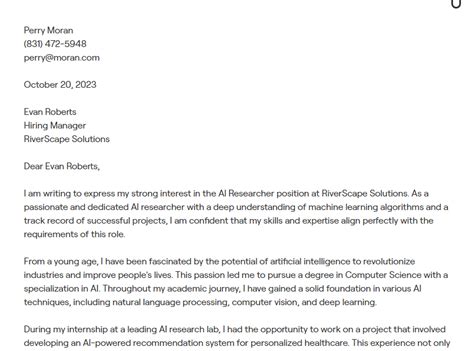 1+ AI Researcher Cover Letter Examples (with In-Depth Guidance)