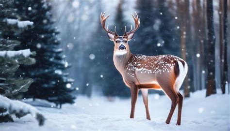 Premium AI Image | Beautiful Christmas scene with a deer in a winter ...