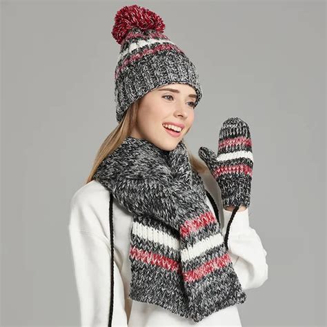 Aliexpress.com : Buy Women Knitted Hat Scarf Glove Sets Fashion Casual Elegant Winter Hats ...