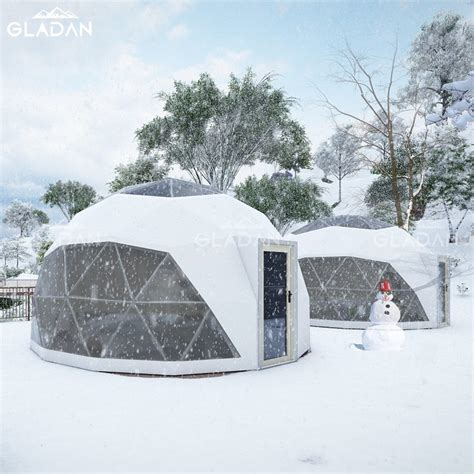 Winter Camping Geodesic Dome Tent 6m 10m 20m Transparent Geodesic ...