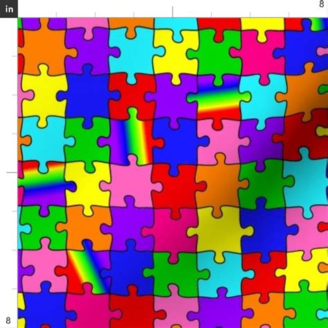 Rainbow Puzzle Fabric Autism Puzzle Pieces Spectrum Colors - Etsy