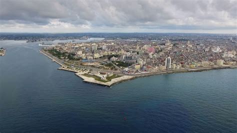 Cuban city Landscape Caribbean Sea Havana Cuba Aerial View Stock Video ...