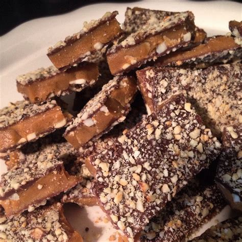 Today I made homemade English Toffee aka Almond Butter Crunch...recipe in comments!!! Enjoy ...