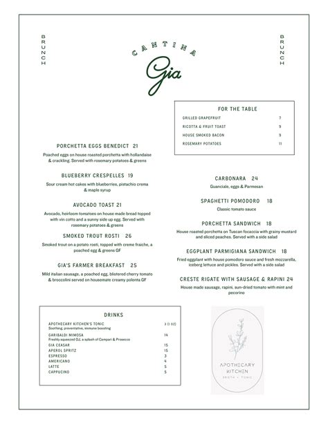 Cantina Gia | Menu