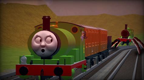 Sodor Fallout: Percy runs from the Beast by GeorgeTheRedEngine15 on DeviantArt