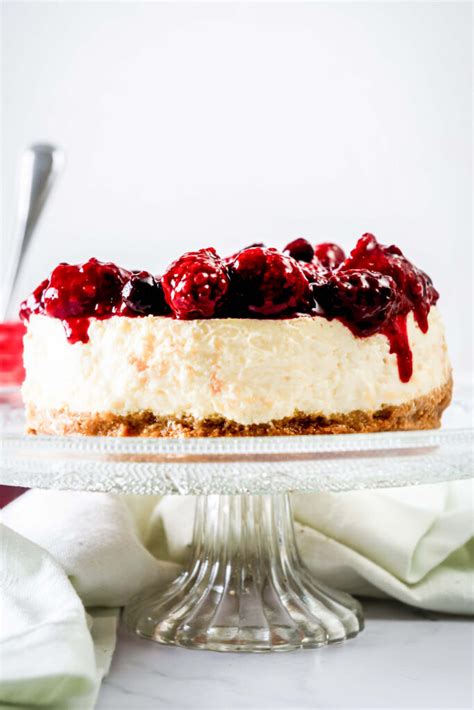 Greek Yogurt Cheesecake (with Cherry Compote) - iFoodReal.com