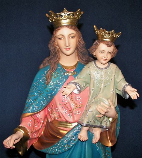 Mary Help of Christians Church Statue - 25 Inch - Hand-painted Polymer Resin With Fancy Gold ...