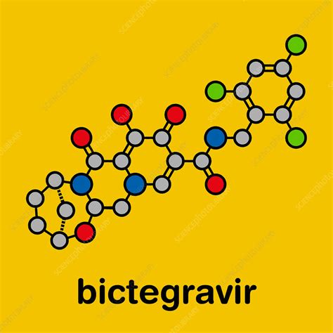 Bictegravir antiviral drug molecule, illustration - Stock Image - F028/2200 - Science Photo Library