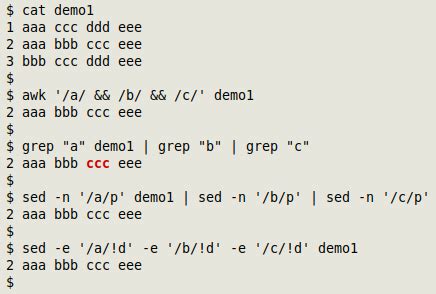 Some regex tests with grep, sed and AWK