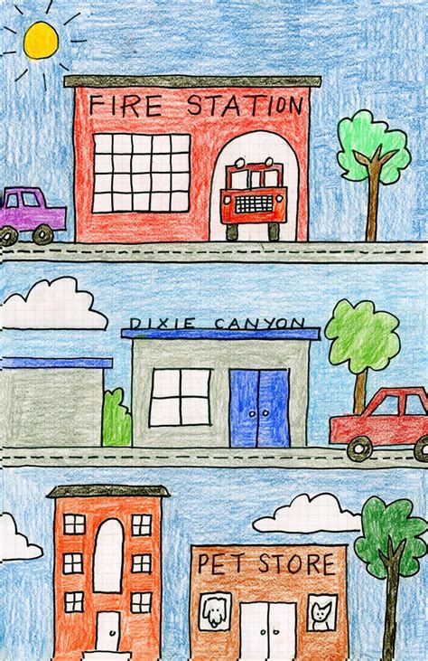 Art Projects for Kids: My Neighborhood Drawing | Homeschool art, Art lessons, Kids art projects