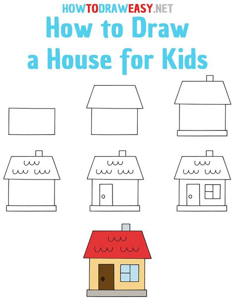 How to Draw a House Step by Step | Drawing lessons for kids, House drawing for kids, Drawing for ...