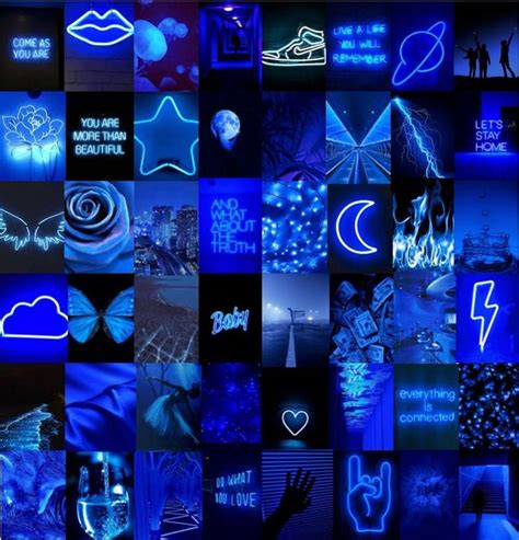 Neon Blue Aesthetic Photo Wall Collage Kit - Etsy | Photo wall collage, Wall collage, Photo collage