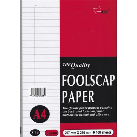 A4 FOOLSCAP PAPER 60GSM 100 SHEETS ( UNI S-36 ) | Shopee Singapore