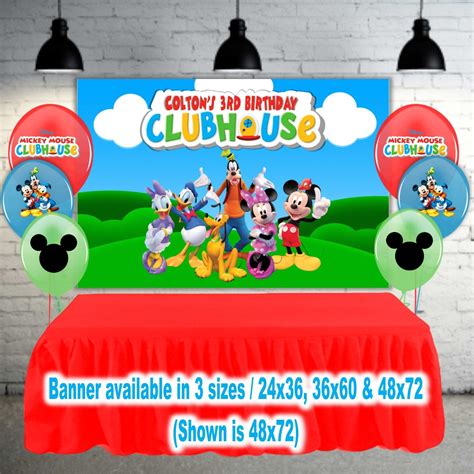 Mickey Mouse Clubhouse Banner is a perfect backdrop for your Party Features Mickey and all his ...