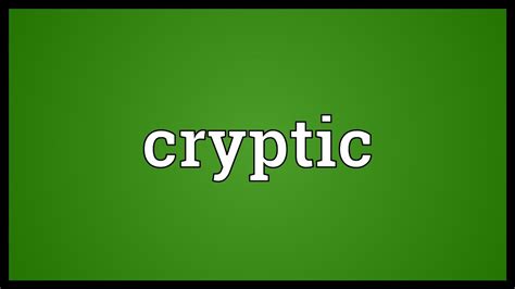 Cryptic Meaning - YouTube