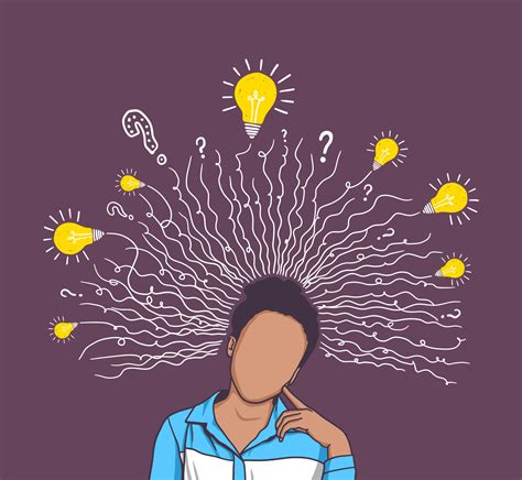 Brain power illustration with portrait of woman thinking ideas and questions 11747122 Vector Art ...