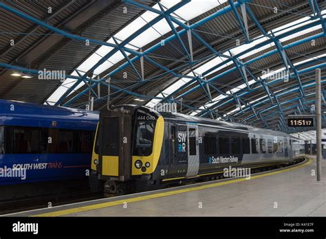 South Western Railway's first fully-liveried Class 444 train (right Stock Photo: 157385075 - Alamy