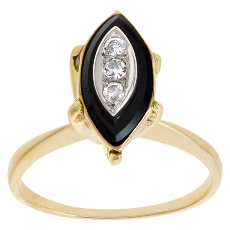 Geometric Onyx "Flip" Ring with Dome of Diamond Accents in 14k Yellow Gold For Sale at 1stDibs