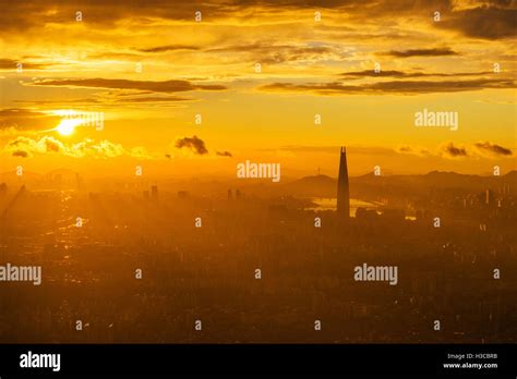 Sunset of Seoul City Skyline , South Korea Stock Photo - Alamy