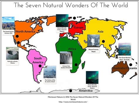 Seven Natural Wonders Of The World 3 Part Cards Facts - Montessori Nature Printables