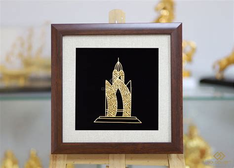 Tranh Tháp Trầm Hương mạ vàng 24K, quà tặng lưu niệm Tp Nha Trang ...