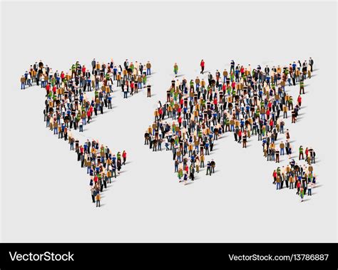 Group of people in form of world map Royalty Free Vector