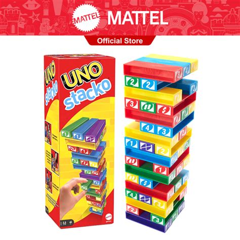 Mattel Games Uno Stacko Game for Kids and Family with Colored Stacking ...