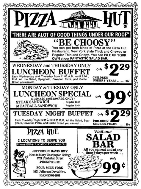 Pizza Hut menu, 1975. : VintageMenus