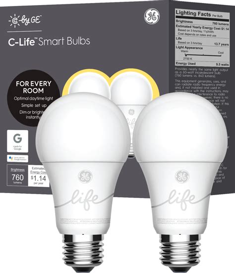 Best Buy: C by GE A19 Bluetooth Smart LED Bulb with Google Assistant/Alexa/HomeKit (2-Pack ...