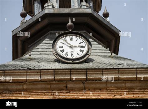 clock and bell tower in a medieval Spanish city Stock Photo - Alamy