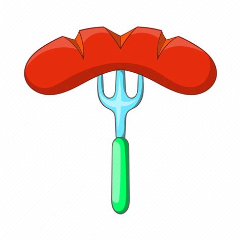 Cartoon, food, fork, illustration, meat, sausage, sign icon - Download ...