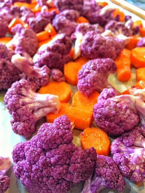 Roasted Cauliflower & Carrots. Super Simple Veggie Side Dish. Anthocyanins are what give this ...