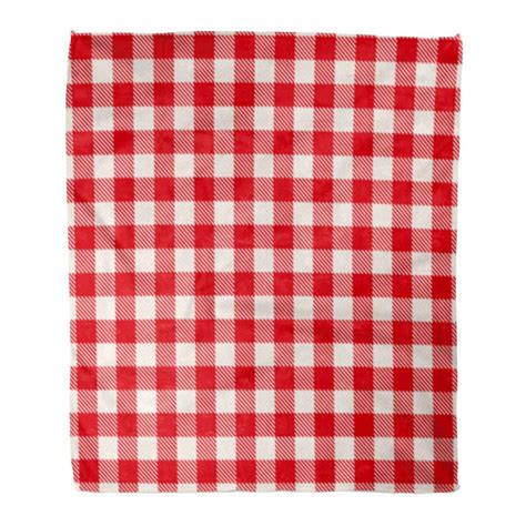 ASHLEIGH Flannel Throw Blanket Gingham Red and White Plaid Pattern Printing Pattern Picnic ...